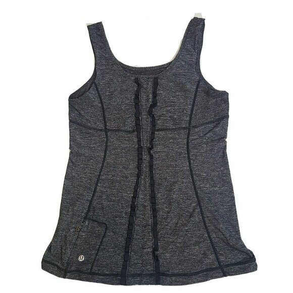 lululemon athletica Tops - Lululemon Sleeveless Activewear Shirt Gym Tank Top Running Black Gray Size 8